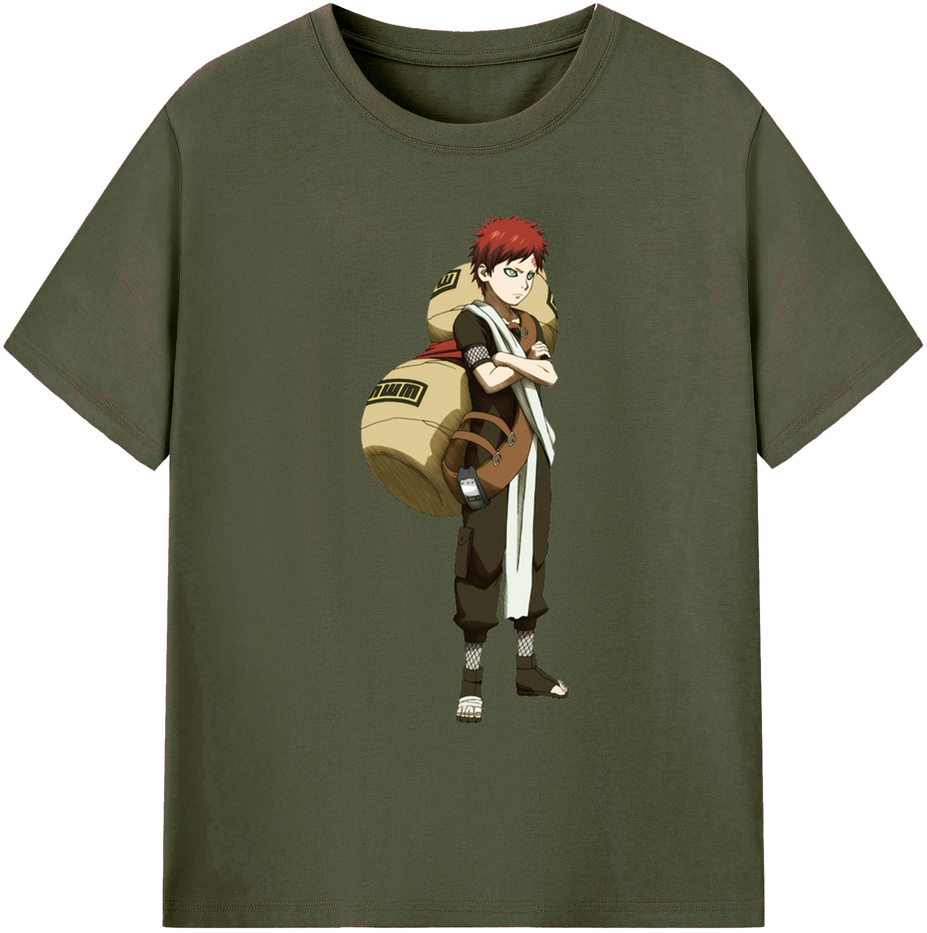 （画像用） NARUTO -ナルト- ガアラ Gaara 綿100％ メンズ半袖Tシャツ｜肌触りやわらか＆通気性